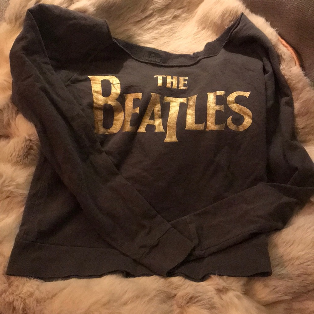 Gray Beatles Sweatshirt w Metallic Gold Lettering